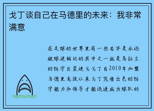 戈丁谈自己在马德里的未来：我非常满意